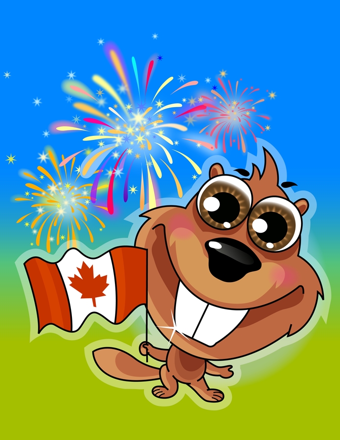 Beaver with Canadian Flag